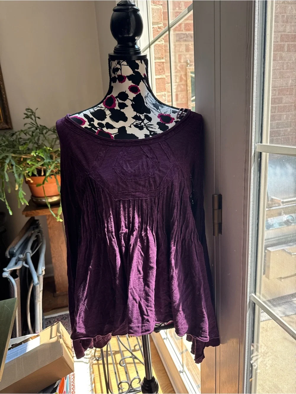 Free People Plum Long-Sleeve Boho Shirt